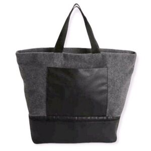 DSW Black Faux Wool and Faux Leather Weekender Bag